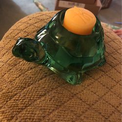 Glass turtle Candle holder,  With Candle