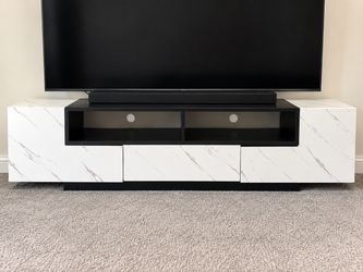 Modern TV Stand with Marble-Effect Finish