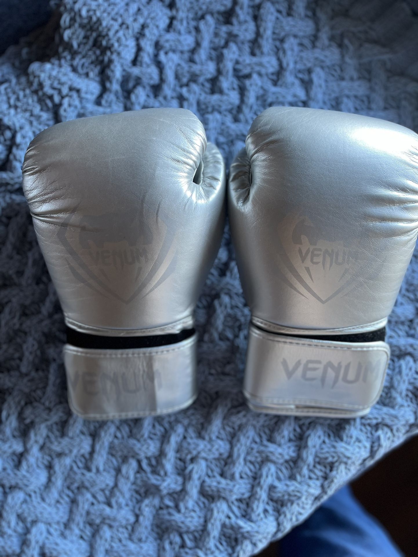 Silver & Black Boxing Gloves - 12 oz (Like New!)