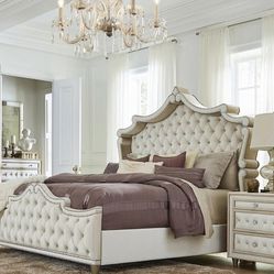 🖐️ LOOK ❗Ivory & Camel - 4pc Queen Panel Bedroom Set, Sameday Delivery, Contemporary, Comfortable,Glam