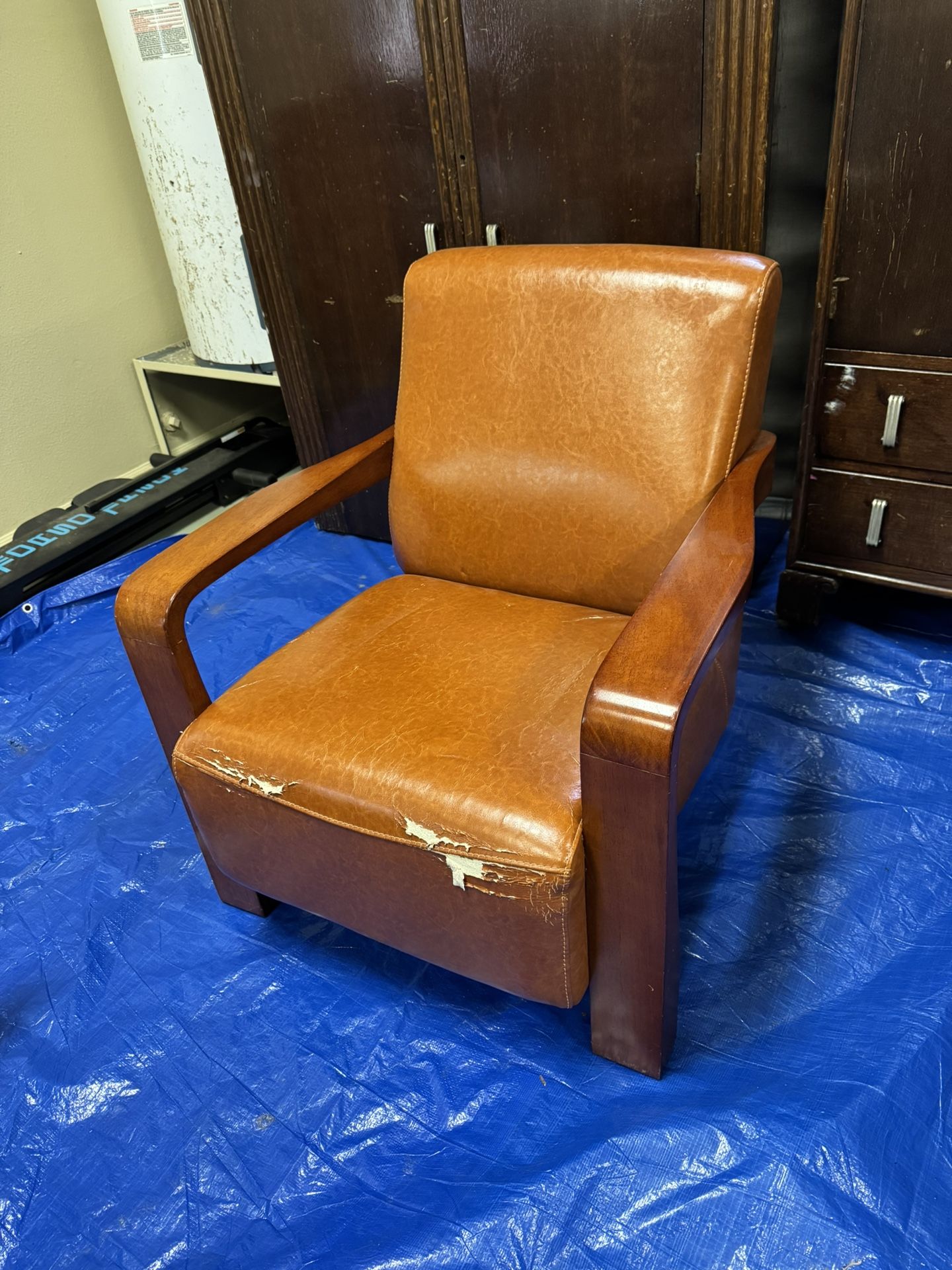 FREE- Leather Chair With Solid Wood Frame. Read Description