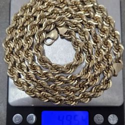 10k real gold hollow thick rope chain 49.54 grams. 37 inches long 10mm