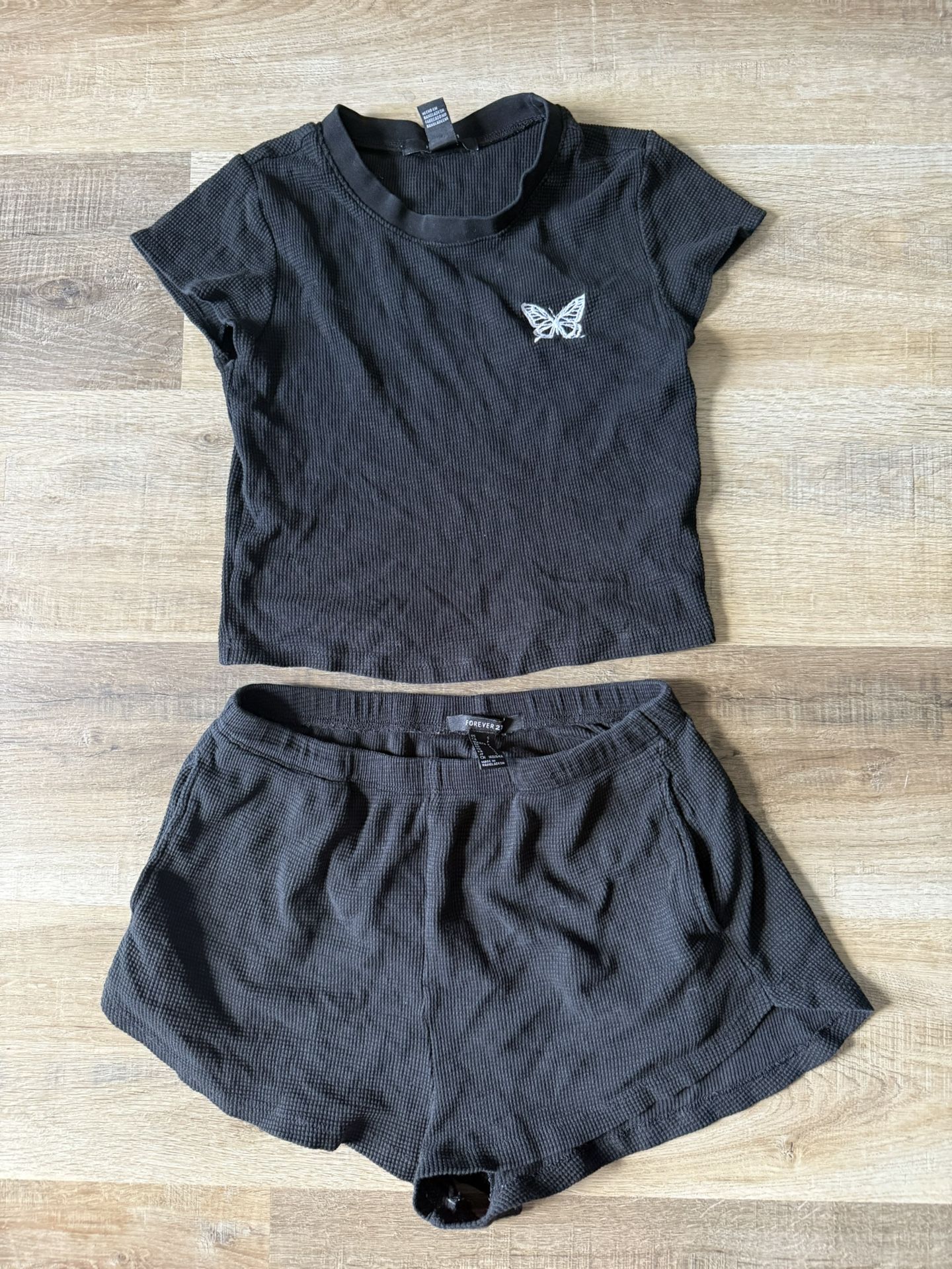 Butterfly Crop Top And Shorts Set
