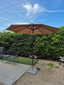 9” ft market umbrella patio color: tan Kaky base not included