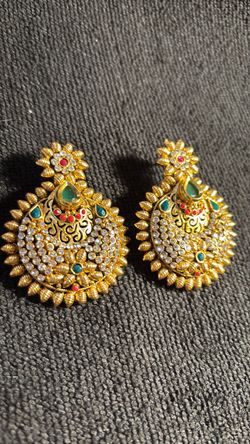 Gold-Tone Indian Chandbali Stud Earrings