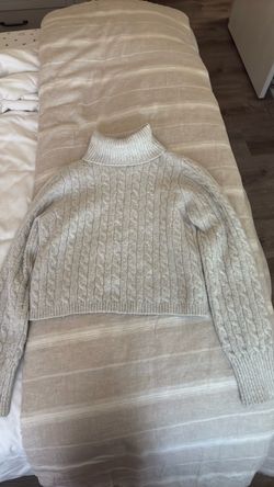 Cream Cable Knit Turtleneck Sweater