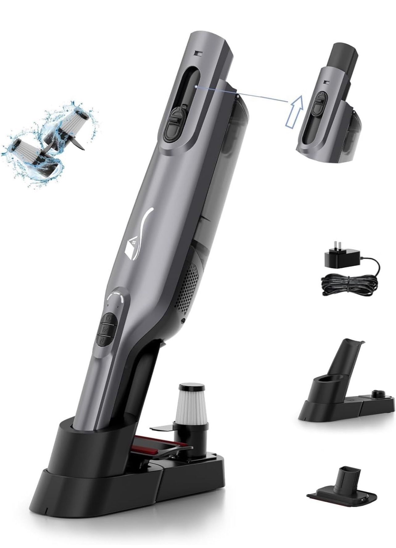 Cordless Handheld Vacuum, Lightweight Portable Hand Vacuum Cleaner with LED L...