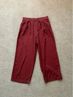 Linen Straight Pants Burgundy