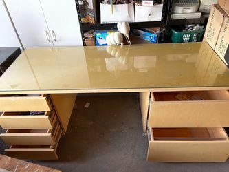 Moving sale custom made desk with glass top