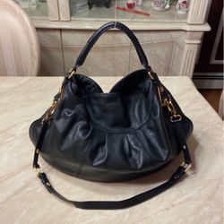 DESIGNER STEVEN MADDEN BLACK LEATHER TOTE SACHEL HAND BAG PURSE