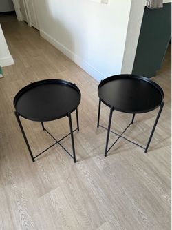 Set of 2 Modern Black Metal Side Tables / End Tables