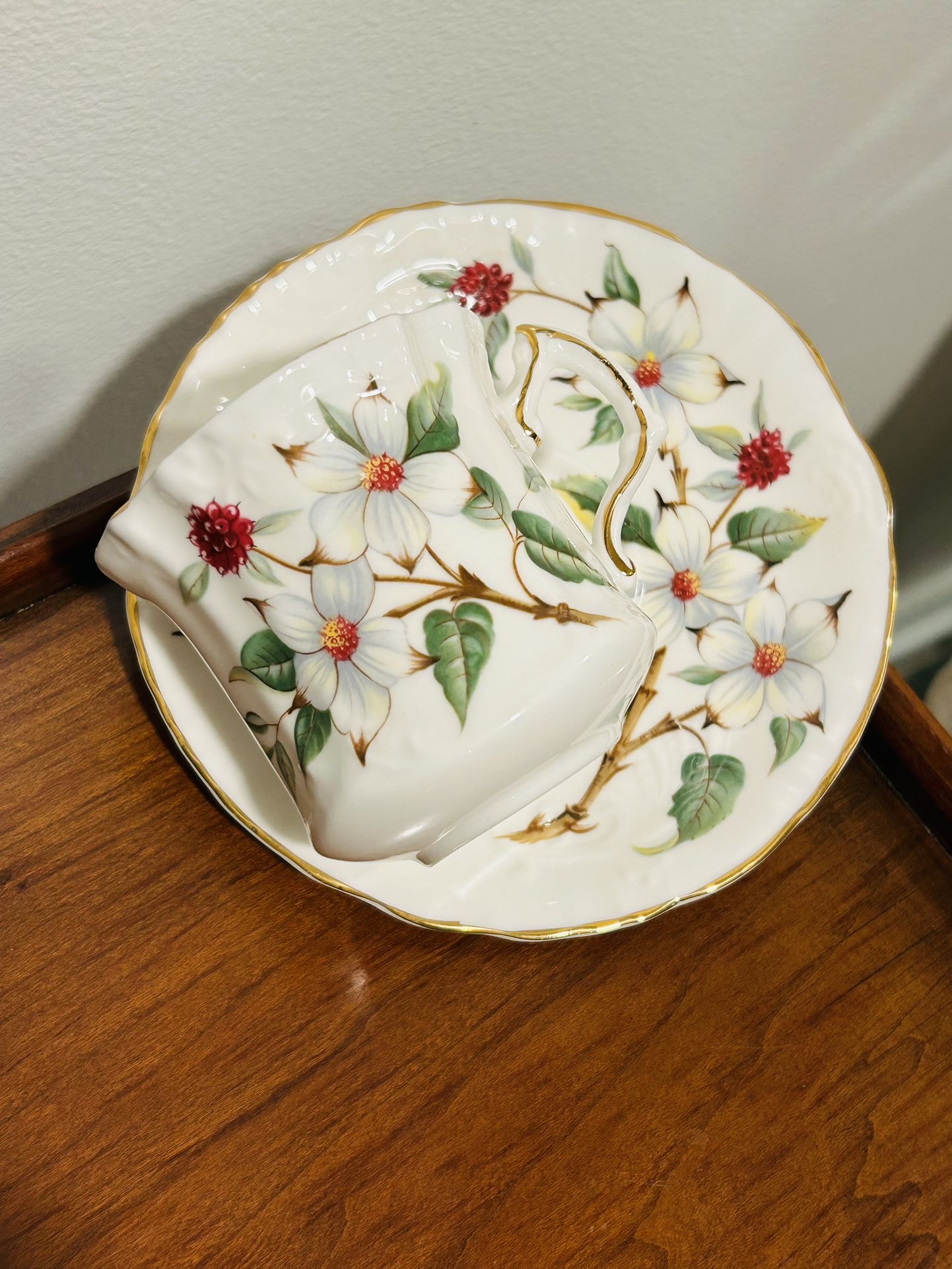 Hammersley Dogwood Blossom Tea Cup Saucer Set Fine Bone China England