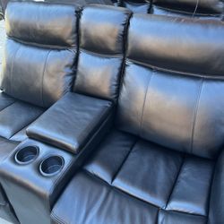 3 Piece Black leather Sectional $600. 