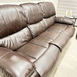 Reclining Sofa Faux Leather Expresso Color