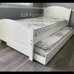 Twin Twin Size White Trundle W Ortho Mattress 