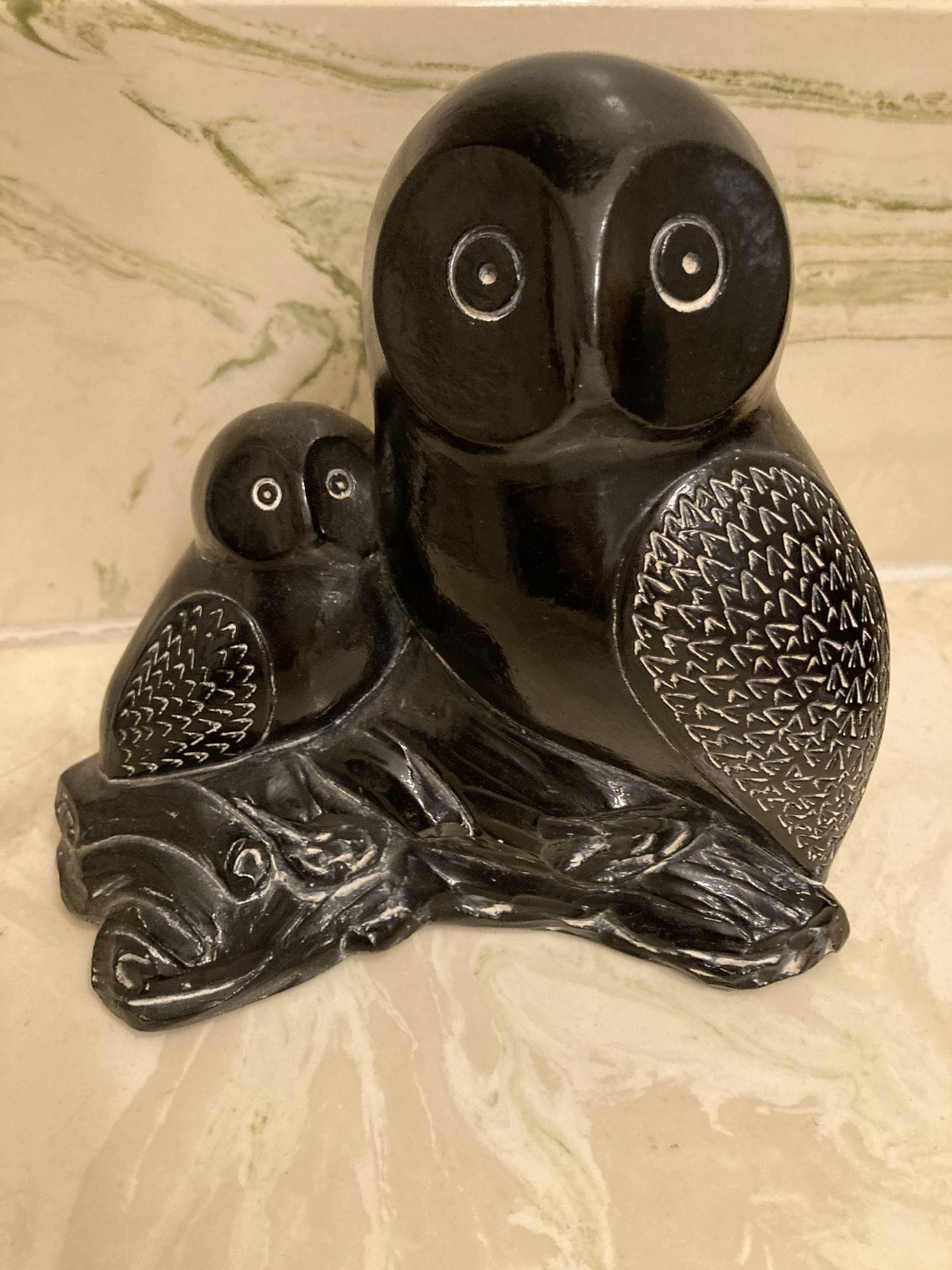 Vintage 70s Soapstone Owls