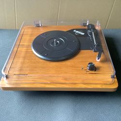 3-Speed Turntable Bluetooth Vinyl Record Player with Speaker