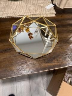 Gold Mirrored Make-Up Tray