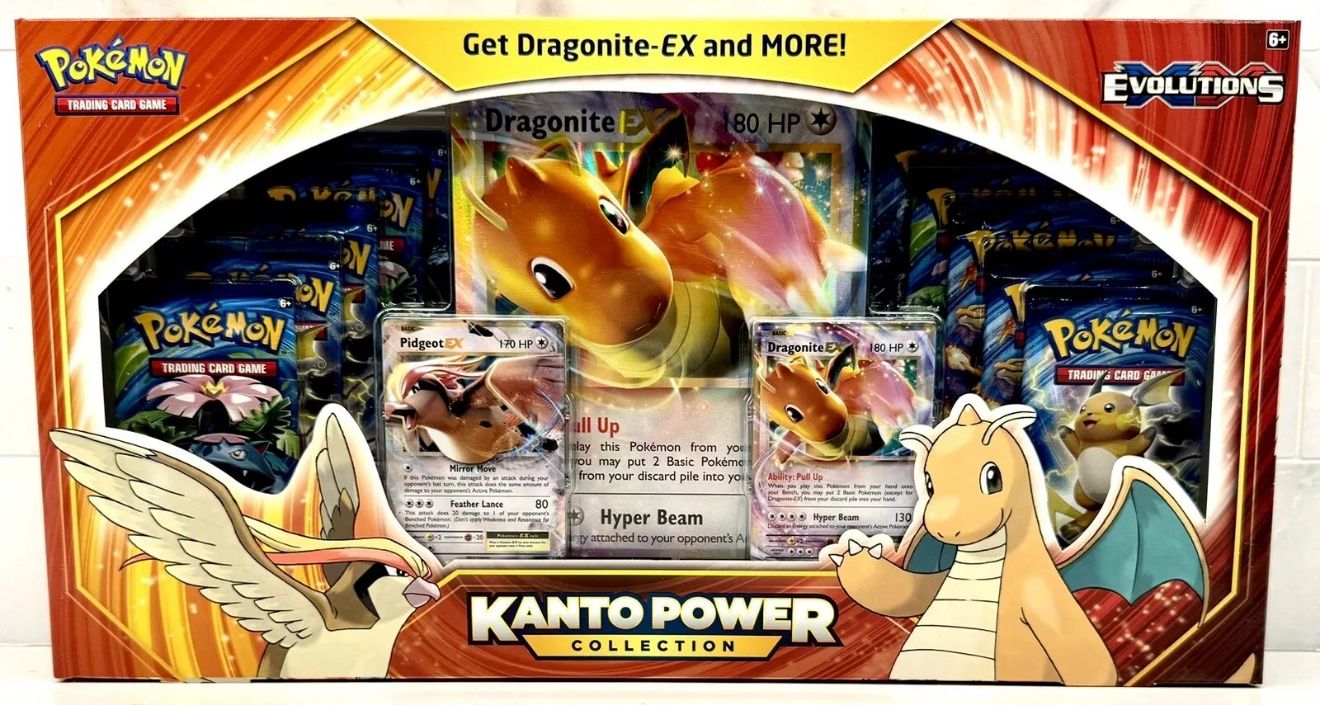 Pokemon TCG: XY Evolutions Kanto Power Collection Box Dragonite EX, Factory Sealed, 10 Booster Packs!
