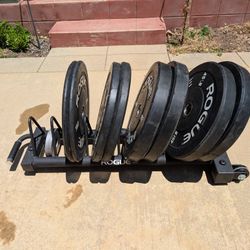 Rogue Fitness Set - Ohio Cerakote Bar + 250lb Echo V2 Bumpers + Rack + Collars
