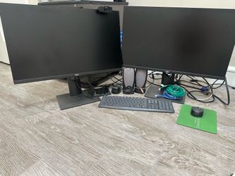 2 Large Monitors, Speakers, Mouse, Cords