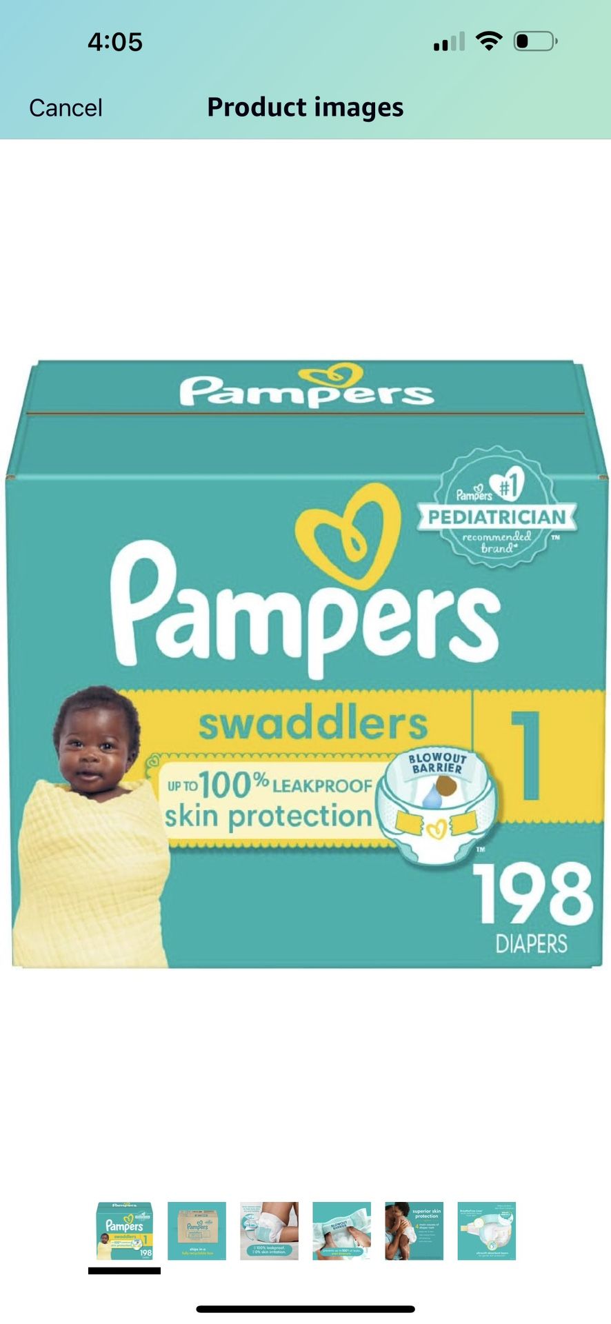 Pampers Swaddlers Size 1• 198 count