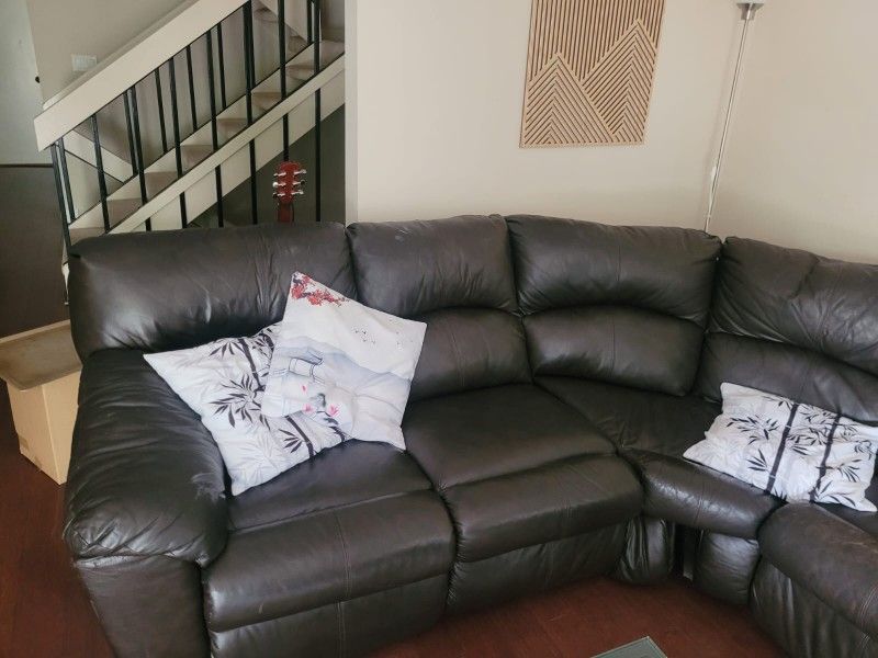 Black Leather Sectional