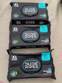 3 packages Dude Wipes XL Mint Chill Flushable Wipes 3-Pack