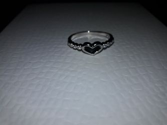 STERLING SILVER/ BLUE SAPPHIRE CUBIC ZIRCONIA HEART RING