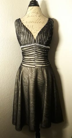 Black & White Formal Dress with Bead Detail