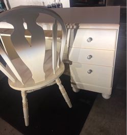 Desk with cabinet and chair