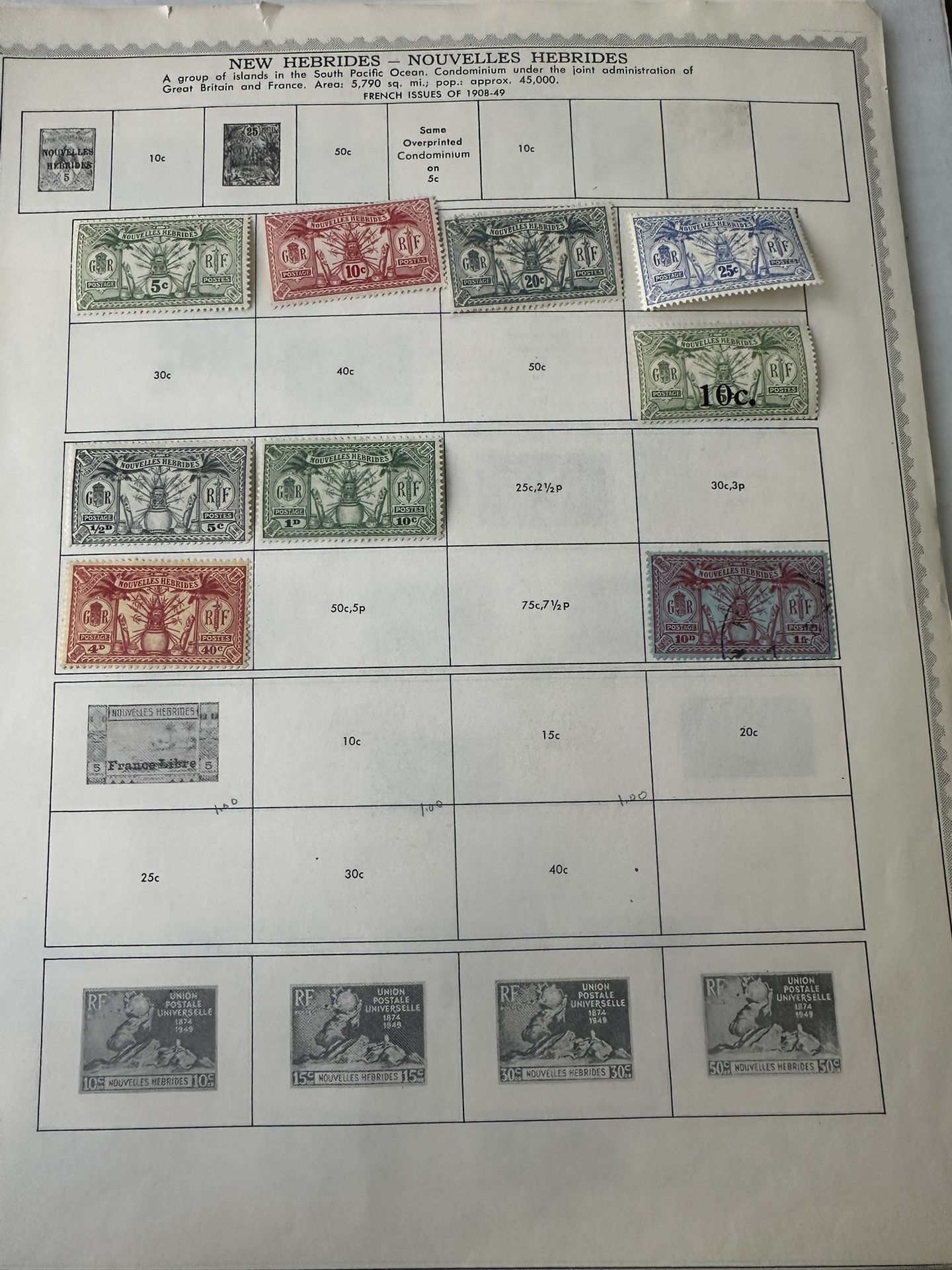 New Hebrides French And British Stamp Group Of 42