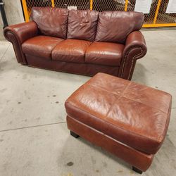 Leather Couch N Ottoman With Delivery 
