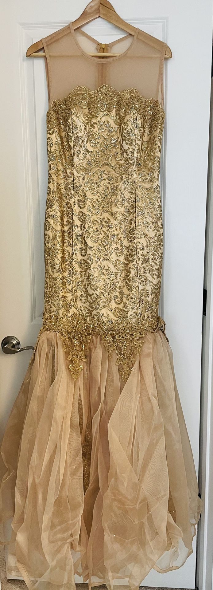 Gold Lace Evening Dress (size 4)