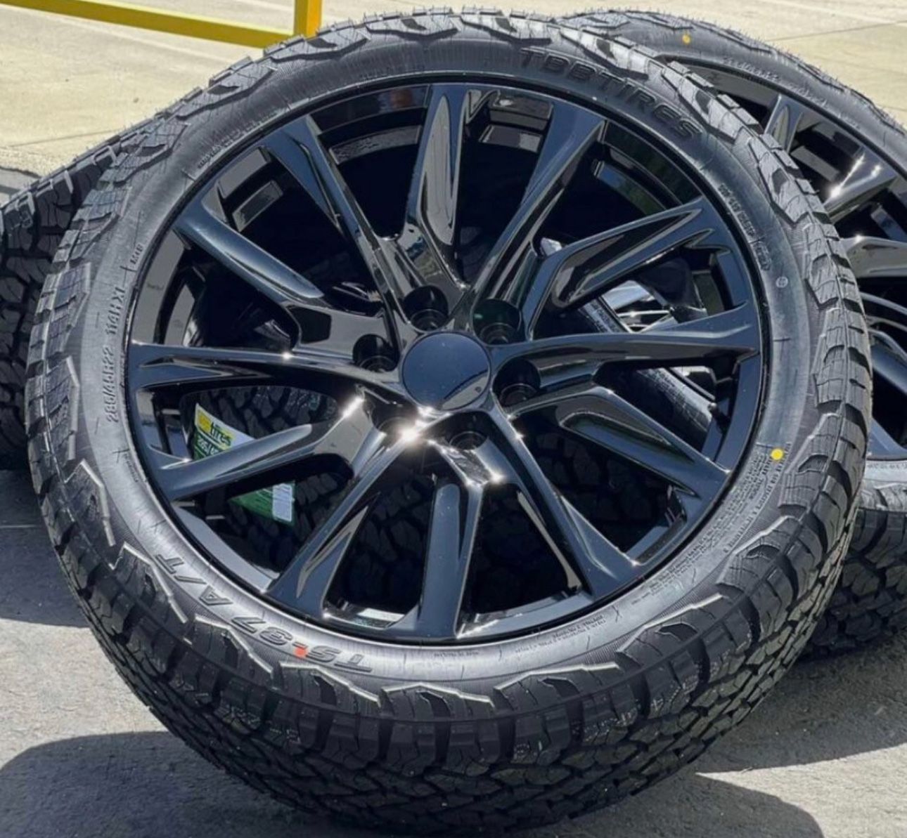 2024 Black Wheels Rims and Tires 22" GMC Sierra Yukon Denali Chevy Silverado 1500 Tahoe Cadillac Escalade Chevrolet Suburban Avalanche 285/45R22