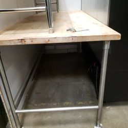Used Wood Top Table With Open Base 