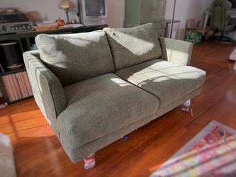 Gray-Green Fabric Two-Seat Sofa