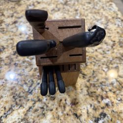 Butcher Block With Knives 