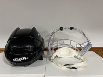 CCM Super Tacks X Hockey Helmet Black + CCM FV1 Full Face Shield Visor Combo - Size M/L (23")