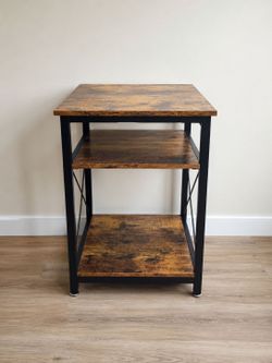 Rustic Industrial Nightstand / End Table – 3-Tier Storage