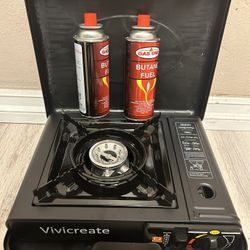 New Butane Gas Portable Stove w/ 2 Gas Cartridges
