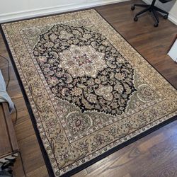 KAS Cambridge 7327 Black/Beige Kashan Medallion Area Rug