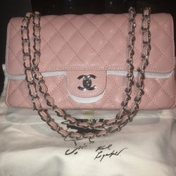 Leather Quilted  Classic CC Pink Pebbled 