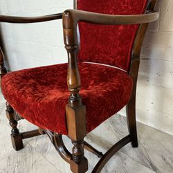 Vintage Red Crushed Velvet Armchair 