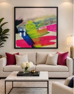 Large Framed Contemporary Abstract Wall Art 52” x 52”