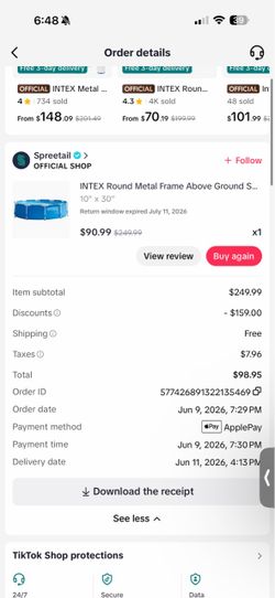INTEX Round Metal Frame Above Ground S... 10"× 30"