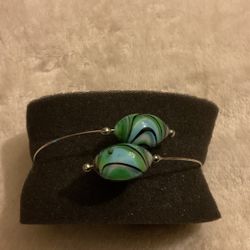 Silver Bracelet With  Marble Stones