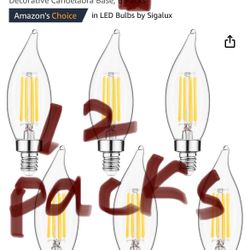 E12 Candelabra LED Light Bulbs Dimmable, 60W Equivalent LED Chandelier Light Bulbs 4.5W Soft White 2700K 500LM CA10 Flame Tip Vintage LED Filament