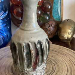 Stunning MCM Hand Made Pottery Decanter /vase – Vintage  Glaze with Unique Detailing