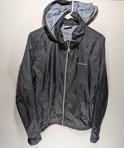 Womens Columbia Black Windbreaker Softshell Full Zip Hooded Jacket Size XL